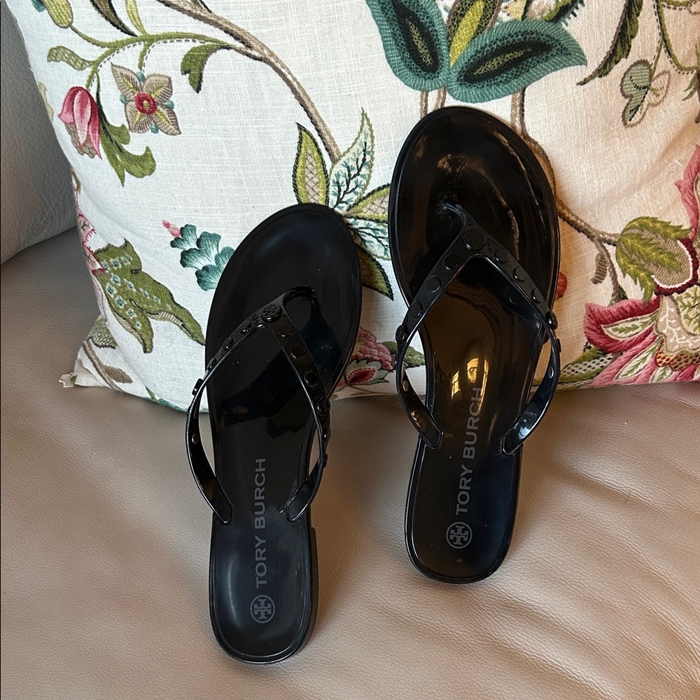 Tory Burch Glossy Black Sandals